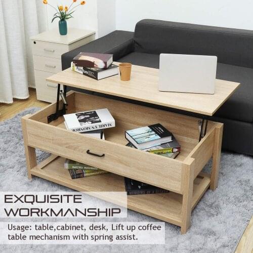 Modern Multifunctional Adjustable Lift Top Coffee Table Sofa Side Table Living Room Home Wooden Compartment Storage Furniture
