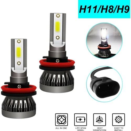 LED Headlight Bulbs Waterproof 2PCS High Brightness ABS Light Replace Halogen Lamps