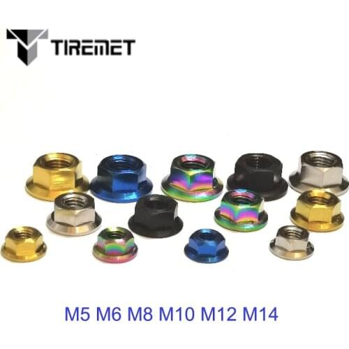 Tiremet M5 M6 M8 M10 M12 M14 Titanium Flange Nuts for Bicycle Motorcycle Car