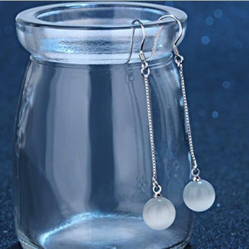TJP Fashion Clear Crystal Balls Female Long Drop Earrings Jewelry Top Quality 925 Sterling Silver Earring For Women Wedding Gift