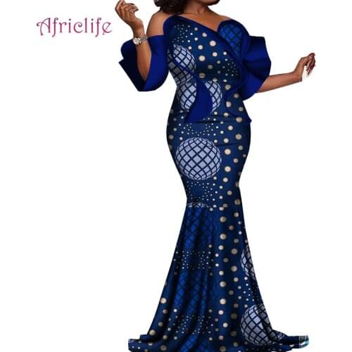 African Clothes Party Festival Clothing for Elegant Lady Dresses High Quality Short Sleeve Strapless Traditional Dashiki WY4758