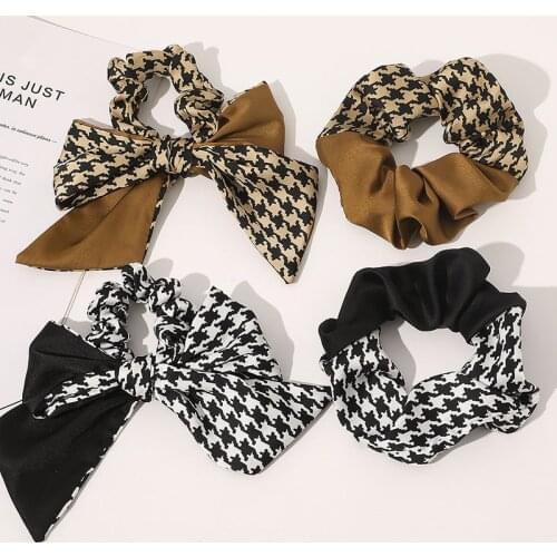 Thousand Bird Grid Bowknot Hair Circle Ribbon Hair Rope Headwear Large Intestine Ponytail Holder Kids Headband Hair Accessories