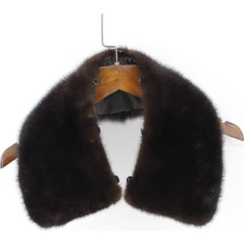 100% Genuine Real Mink Fur Collar Men Winter Coat Scarf Accessory Women Jacket Fur Collar Black Coffee Chinese Retail Wholesale