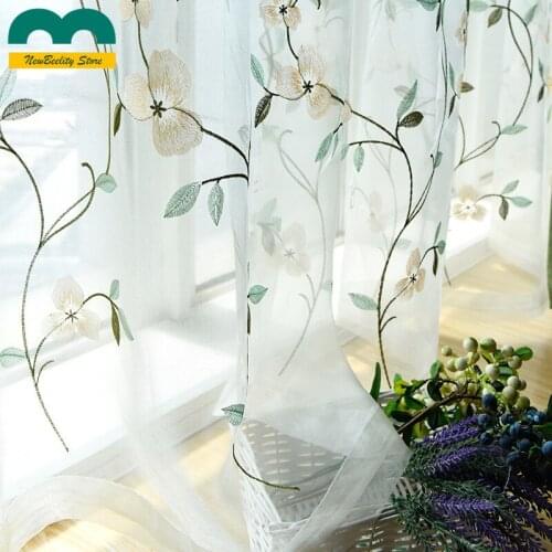 Embroidered Tulle Fresh Natural Tulle for Living Room Bedroom All-match Window Screen Bay Window High-end Window Screen