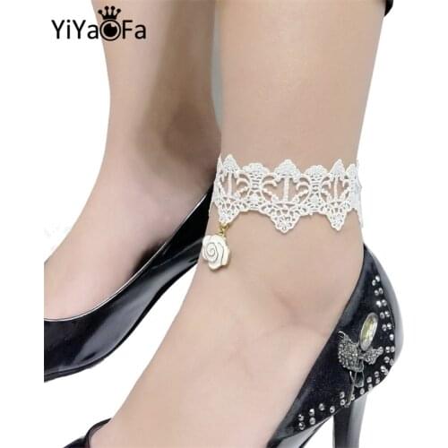YiYaoFa White Lace Beach Anklet Bracelet Gothic Jewelry for Women Accessories Cute Lady Summer Foot Jewelry LA-12