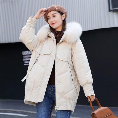 2020 Womens Winter Coat Thick Down Jacket Long Sleeve Hooded White Duck Down Coats Female Basic Woman Outwear Warm Q149