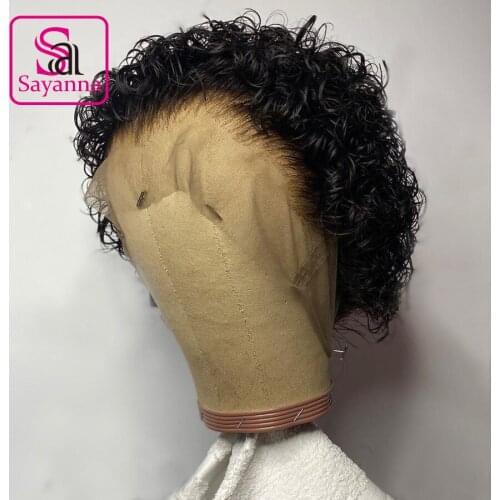 Pixie Cut Wig 250% Curly Lace Front Wig 4x4 Lace Closure Short Bob Remy Brazilian Curly Wigs Pre Plucked Curly Human Hair Wigs