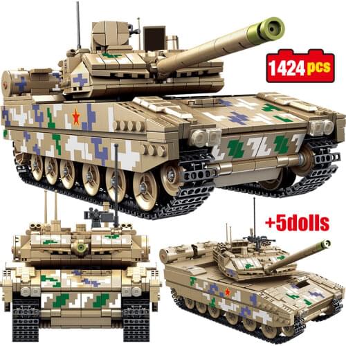 1424 Pcs City Combat Light Tank Model Building Blocks Military WW2 Army Soldier Figures Education Bricks Toys For Children Boys