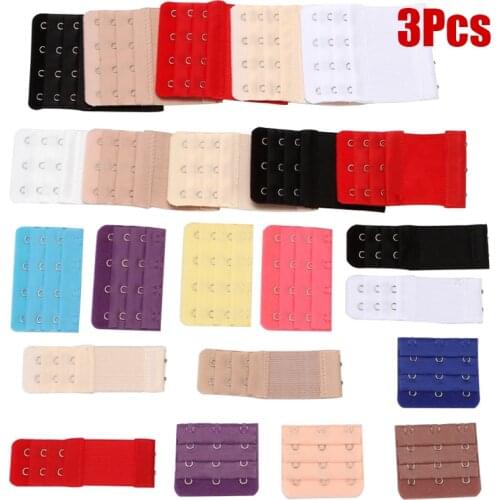 3Pcs Bra Extension Strap Extenders for Women Adjustable Belt Buckle Elastic Bra Underwear Extension Strap Hook Clip Expander