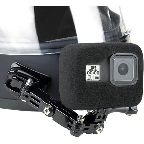 QIUNIU Helmet Front Side Support Mount Adapter + Wind Noise Reduce Foam Windproof Sponge for GoPro Hero 8/7/6/5 Go Pro Accessory