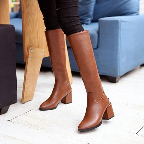 Autumn and winter new high heels, high boots, large boots, back zipper, thick heels, Martin boots, womens Boots