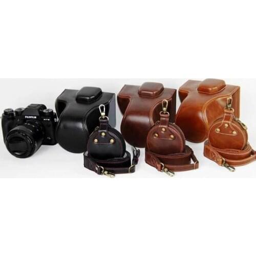 Bottom Open Luxury PU Leather Video Camera Case Bag Cover For Fujifilm XT2 XT-2 XT3 XT-3 Camera with Shoulder strap