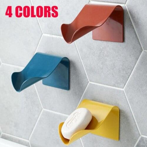 Soap Holder Bathroom Shower Soap Dish Shower Plates Soap Storage Box With Drain Wall Mounted Self Adhesive Plastic Supplies 1Pc