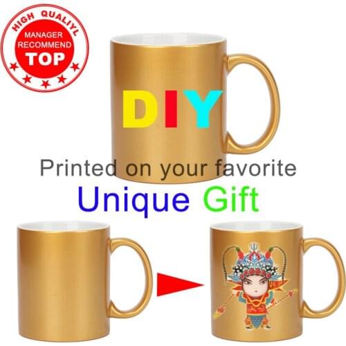 DIY Photo Yellow pearl Mug Color change hot water show image Logo Magic Mugs coffee cup customize picture gift Souvenir