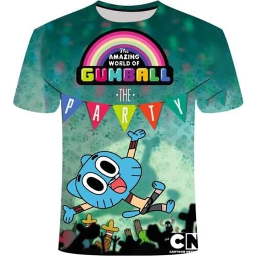 Gumball amazing world t shirt Gumball pattern 3D printed t-shirt awesome streetwear graphic T shirt mens oversized T-shirt