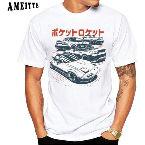 New Summer Fashion Men Short Sleeve MX5 Generations Car Print T-Shirt Hip Hop Cool Boy White Tops Hipster Cool Male Casual Tees