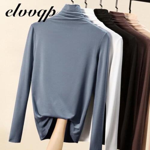 High Quality Soft Comfortable Modal T-shirt Top Women Casual Korean Long Sleeve Slim Basic Tshirt Femme Clothing Spring Autumn