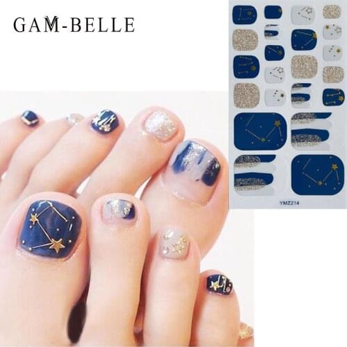 GAM-BELLE 1 Sheet Glitter Series Nail Sticker Leopard Pattern Nail Art Decoration Adhesive Decals Nail Polish Wraps Stickers