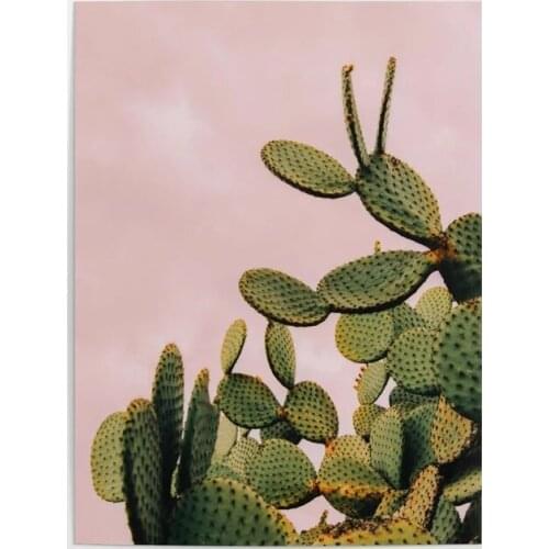 Canvas Hd Prints Pictures Wall Artwork Painting Cactus on Pink Sky Home Decoration Modular Modern Poster For Living Room Frame