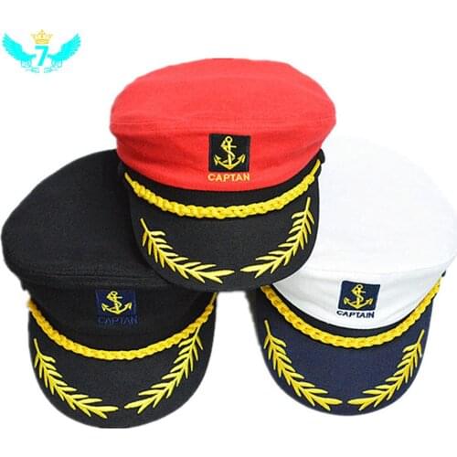 Adult Yacht Military Hats Boat Skipper Ship Sailor Captain Costume Hat Adjustable Cap Navy Marine Admiral for Men Women TOA