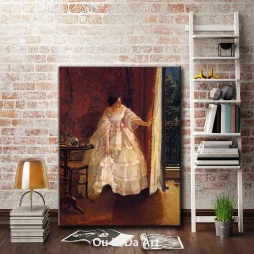 Classical court figure noble girl cake skirt oil painting canvas printings printed on canvas home wall art decoration picture