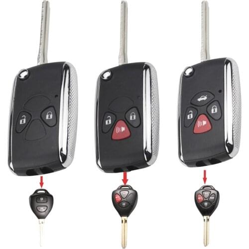 Kutery 10pcs/lot 2/3/4 Buttons Modified Flip Folding Remote Car Key Shell Case For Toyota Corolla Camry RAV4 Yaris Prado