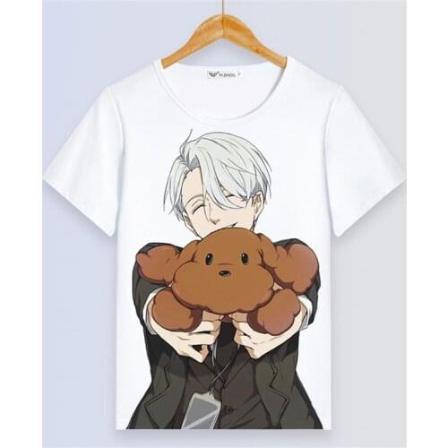 Anime YURI on ICE Victor Nikiforov Printing Summer Lovers T shirt Kawaii Animals Women Summer Cosplay Tee Shirt Couple Coats