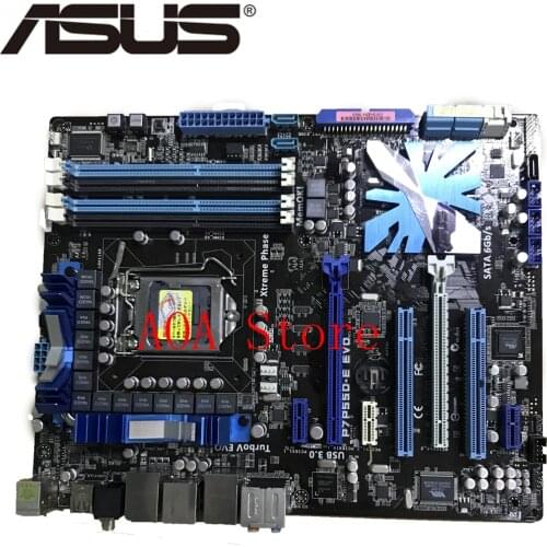 LGA 1156 For Intel P55 ASUS P7P55D-E EVO Motherboard Socket ATX 2 x PCI-E X16 SATA3 4 DDR3 16GB Desktop Mainboard P7P55D E EVO