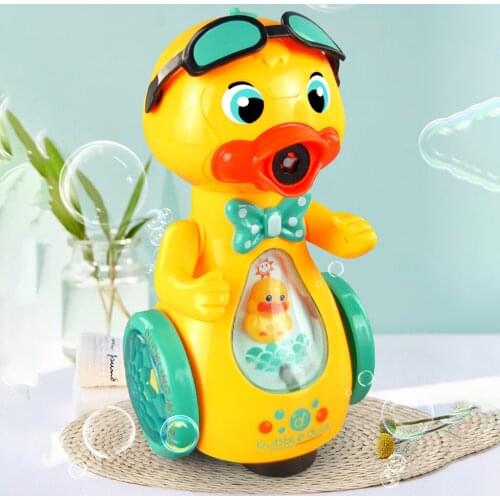 Cute Funny Electric Duck Bubble Maker Machine w/ Music & Light Bubble Solution Party Outdoor & Indoor Activity Toys