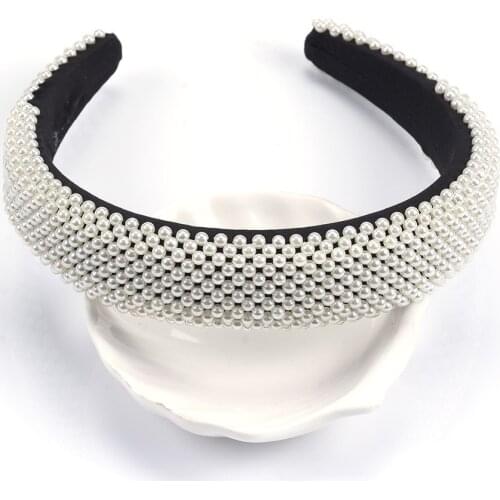 Fashion Faux Pearl ZA Hairband Women Brand ZA Hair Jewelry Acrylic Beaded Headband Female Luxury Wedding Bridal hairbands 2019