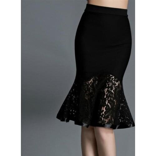 Fashion faldas mujer moda 2019 Hight Waist Skirts Womens Summer New Casual Patchwork Lace Pencil Skirt saia S-5XL