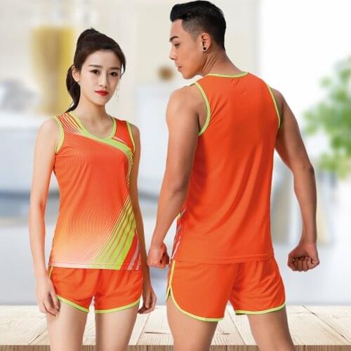 Men Women Vest+Shorts Competition Running Sets Track and field sportswear Sprint Running suit Male Female Marathon Clothes Kits