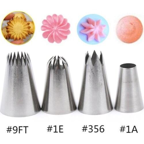 4Pcs/Set Icing Piping Nozzles Tips Kit DIY Cake Pastry Cream Dessert Decorating Tools Stainless Steel Baking Accessories