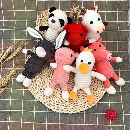 New Cute Net red striped doll piggy duck calf panda plush Baby bed colourful pendant Soothing doll kids birthday wedding gift