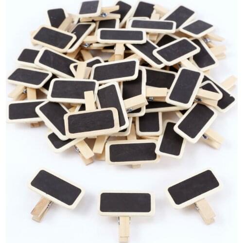 New-50 Mini blackboard wood message slate rectangle clip clip panel card memos label brand price place number table