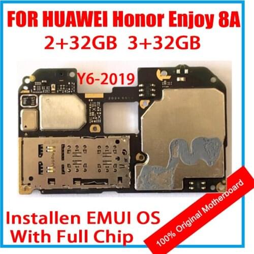 Original For HUAWEI Honor Enjoy 8A Unlocked Motherboard 2+32GB / 3+32GB Logic Board Android System Full Chips Plate Y6-2019