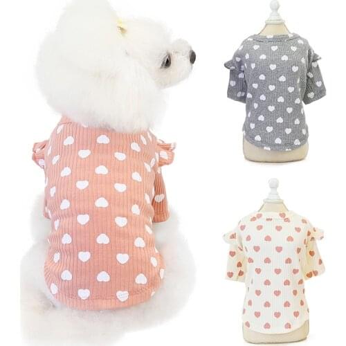 Autumn Winter Cotton Pet Dog Clothes for Small Dogs Love Print Puppy Cat Sweater Shirt Yorkies Shih Tzu Shirts Mascotas Clothing