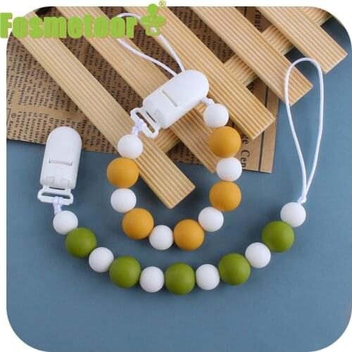 Fosmeteor Plastic Clip For Pacifier Holder For Nipples Infant Baby Teething Leash Strap Silicone Pendant Beads Clip Chain