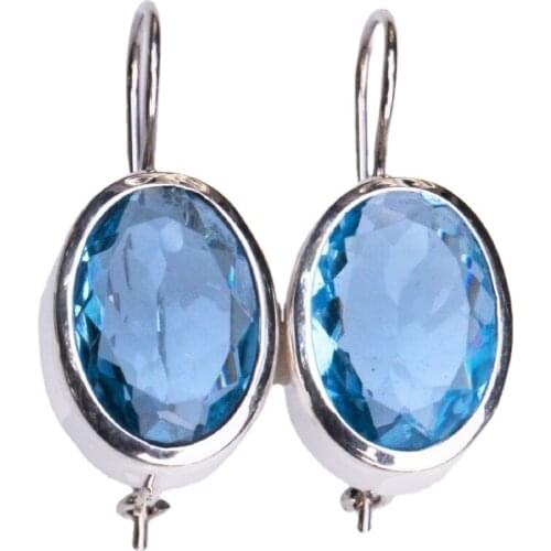 Simple and Fashionable 925 Standard Sterling Silver Blue Crystal Female Creative Earrings Wedding Wedding Princess Love Earrings