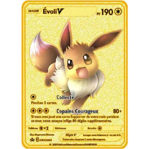Pv French Pokemons Card Anime V Vmax Mewtwo Dracaufeu Evoli Game Battle Carte Trading Children Pokemon Gold Card Kaarten Toys