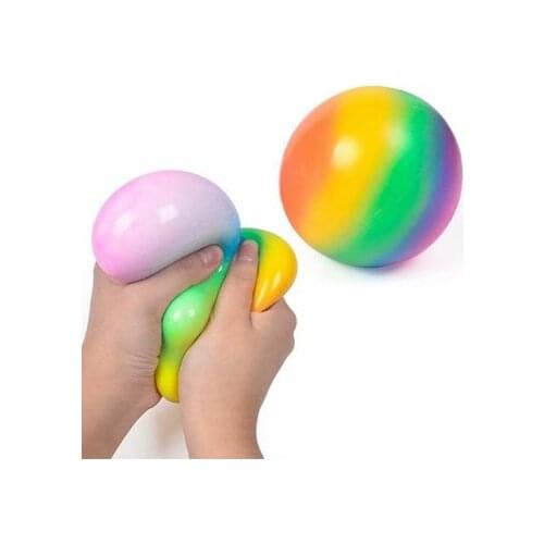 Rainbow flour ball tpr elastic tension soft rubber ball stress ball decompression pinch music slow rebound toy
