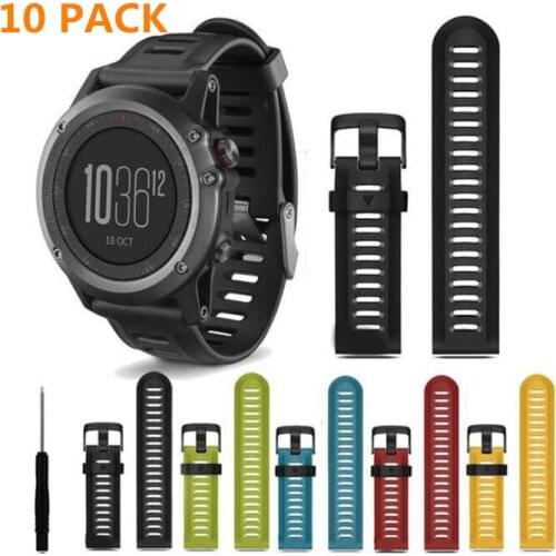 10PCS 26mm Width Watch Strap for Garmin Fenix 3 Band Outdoor Sport Silicone Watchband for Garmin Fenix3HR/Fenix 5X with tools
