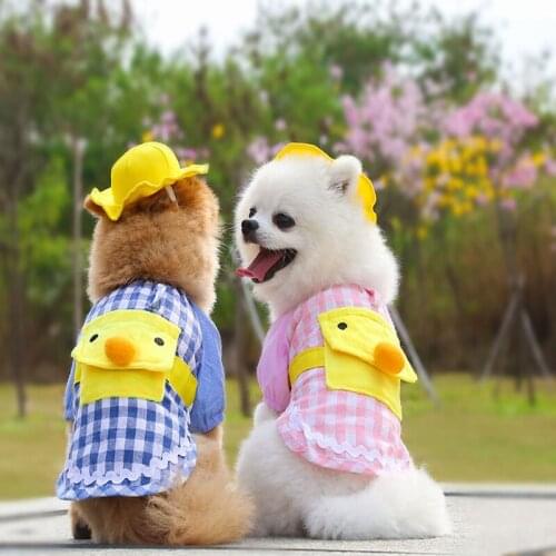 Cute Yellow Duck Dog Clothes With Hat Puppy Coat Outfit Pet Clothing Backpack For Cat Dog TShirt Yorkies Chihuahua Teddy Clothes