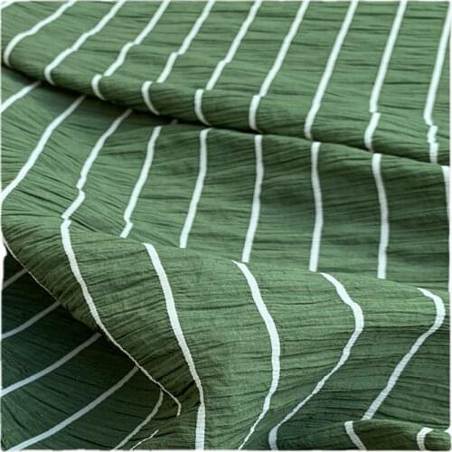 Width 59" Fashion Simple Comfortable Stripe Pleated Organ Chiffon Fabric By The Half Yard For Dress Shirt Material