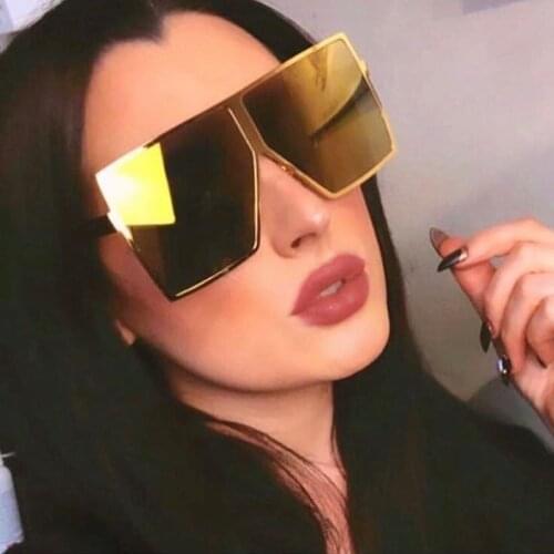 Luxury Brand Designer Fashion Square Oversized Sunglasses Women Men Metal Big Frame Vintage Gradient Mirror Shades Sun Glasses