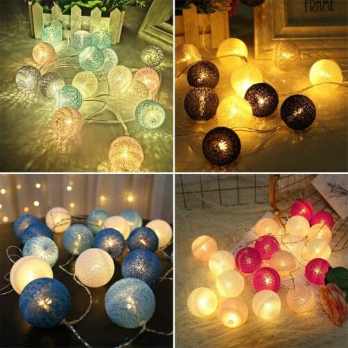 Vintage Pastel LED Cotton Ball String Lights Bedroom Fairy Nursery Night Light XMAS Wedding Party Decor