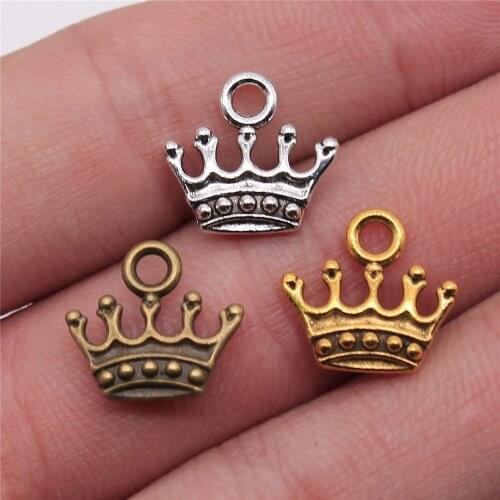 WYSIWYG 20pcs 13x14mm Pendant Crown Crown Charm Pendants For Jewelry Making 2 Colors Crown Pendants