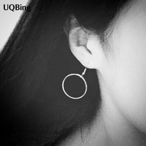 2016 New Design 925 Sterling Silver Drop Earrings Simple Big Circle Earrings For Women Free Shipping Brincos