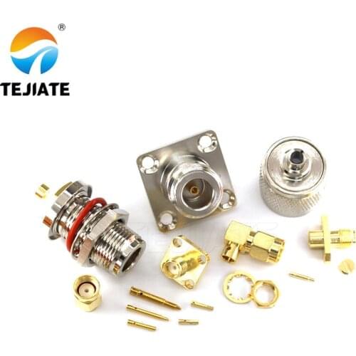 1PCS SMA RPSMA N Connector Male Header Srtaight/Bent Header Half Flexible Steel Welding Adapter Match For RG141/402