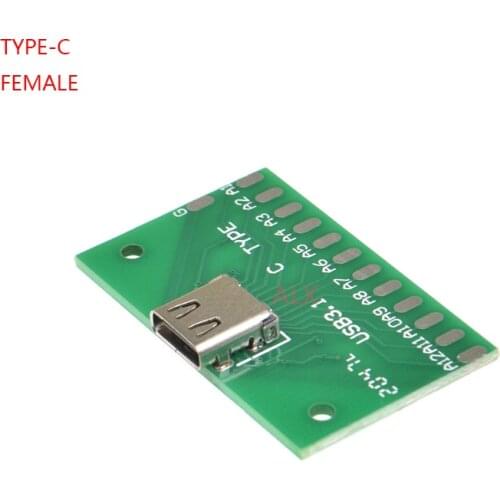 1PCS TYPE-C female test board USB / 3.1 with PCB board 24P female / connector adapter board test current conduction